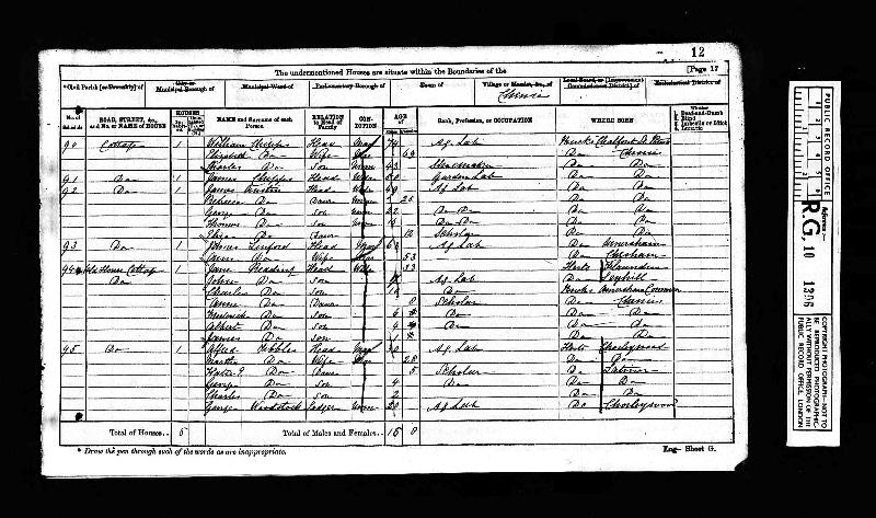 Woodstock (George) 1871 Census